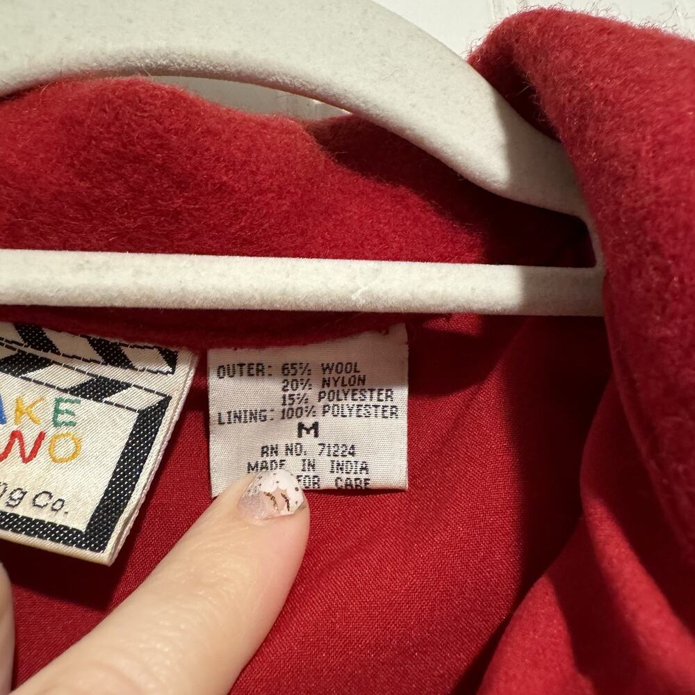 Take Two Red Wool Christmas Jacket Snowmen Size Medium - Picture 5 of 6